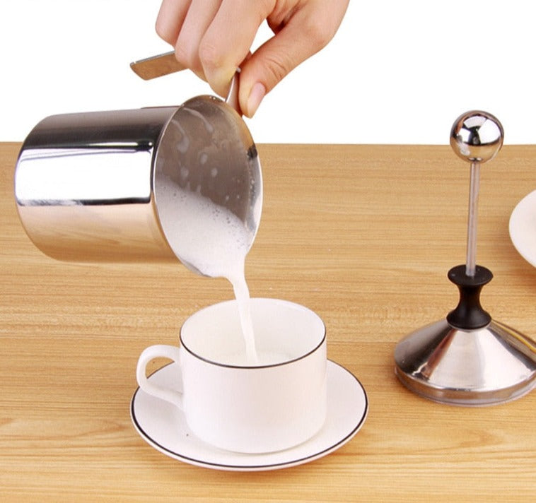 800ml Double Mesh Manual Milk Frother Stainless Steel Hand Pump Milk Foamer  Handheld Milk Frothing Pitchers for Cappuccions Coffee